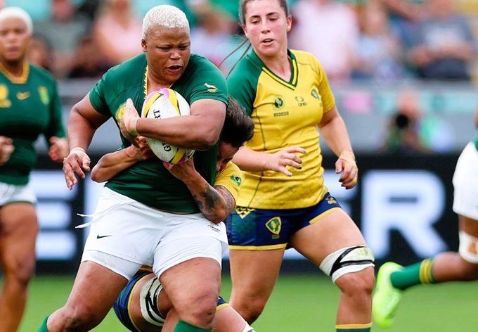 Aseza Hele scored a hat-trick as the Springbok Women thrashed Brazil 66-6 in their Rugby World Cup 2025 opener. South Africa ran in 10 tries to top Pool D in Northampton.