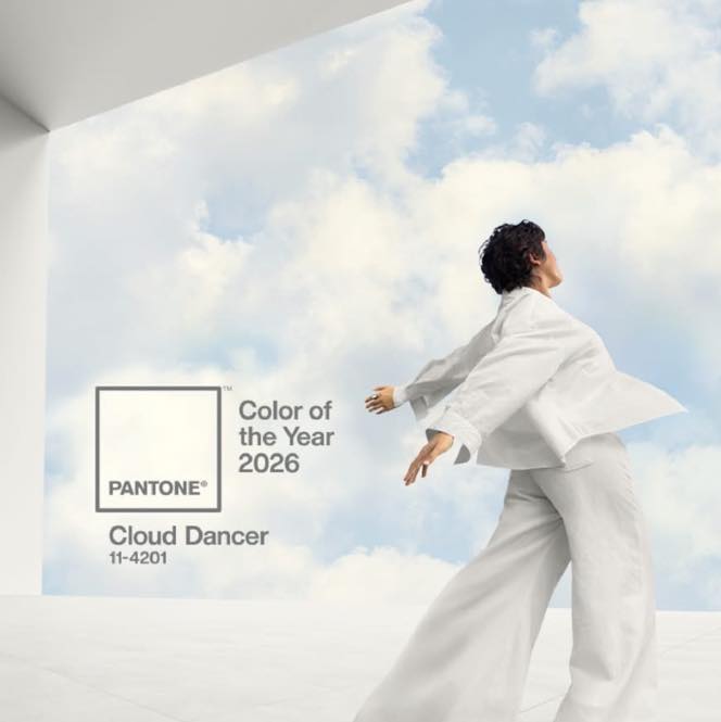 Pantone’s 2026 Colour of the Year, Cloud Dancer, reflects calm, clarity and simplicity across fashion, interiors and lifestyle.
