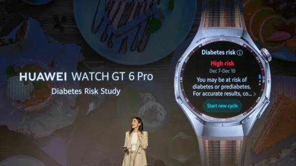 Huawei unveils a wearable diabetes risk assessment feature at World Health Expo Dubai 2026, using PPG smartwatch technology to support early health awareness.
