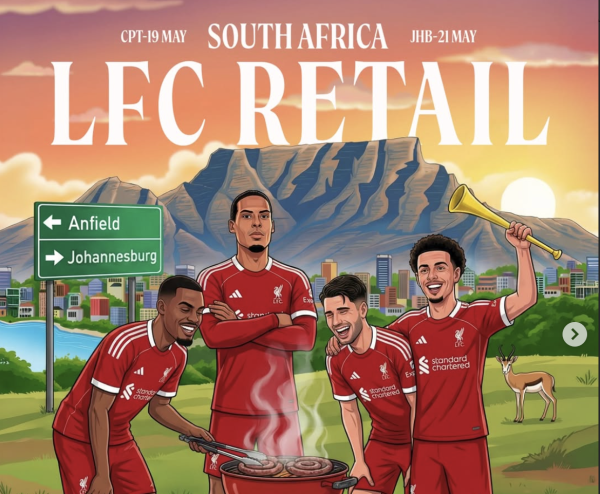 Liverpool FC has confirmed new South African stores in Cape Town and Johannesburg The club has an estimated 12.7 million local supporters.