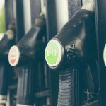 Fuel pumps at a South African filling station with diesel and petrol nozzles.