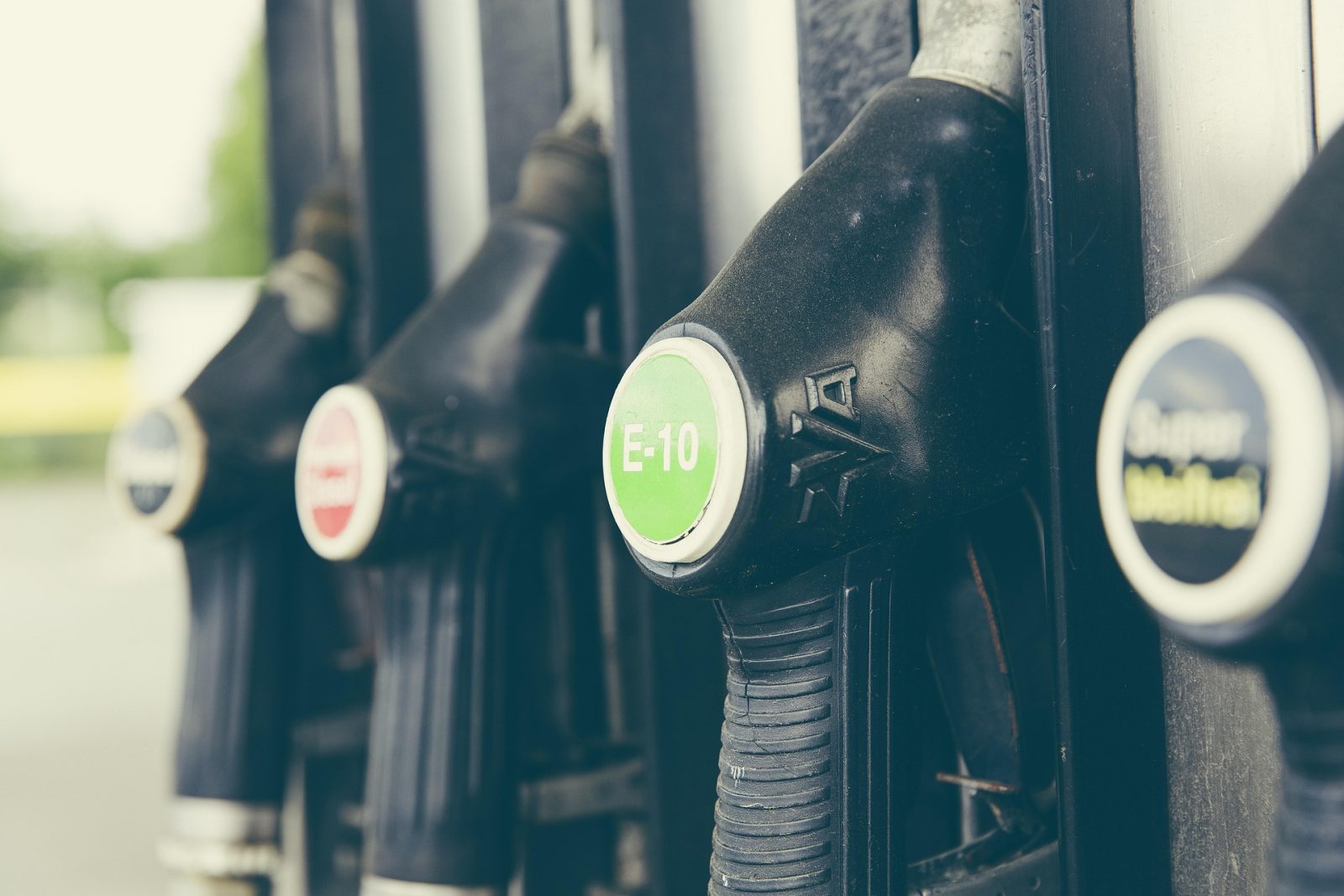 Fuel pumps at a South African filling station with diesel and petrol nozzles.