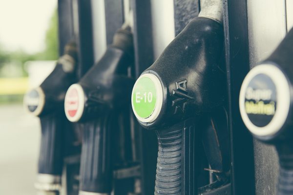 Fuel pumps at a South African filling station with diesel and petrol nozzles.