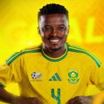 Teboho Mokoena celebrates after scoring for South Africa against Czechia