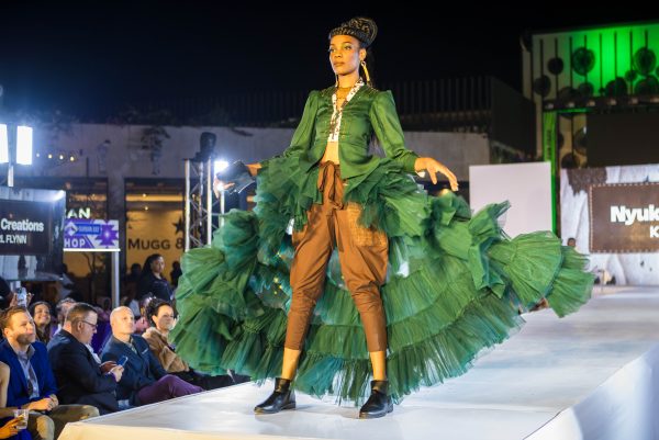 Models showcase Country Allure designs during the Hollywoodbets Durban July Preview Fashion Show at Westown Square.