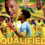 Bafana Bafana celebrate after qualifying for the FIFA World Cup Round of 32 for the first time.