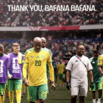 Bafana Bafana players react after a 1-0 defeat to Canada in the 2026 FIFA World Cup Round of 32.