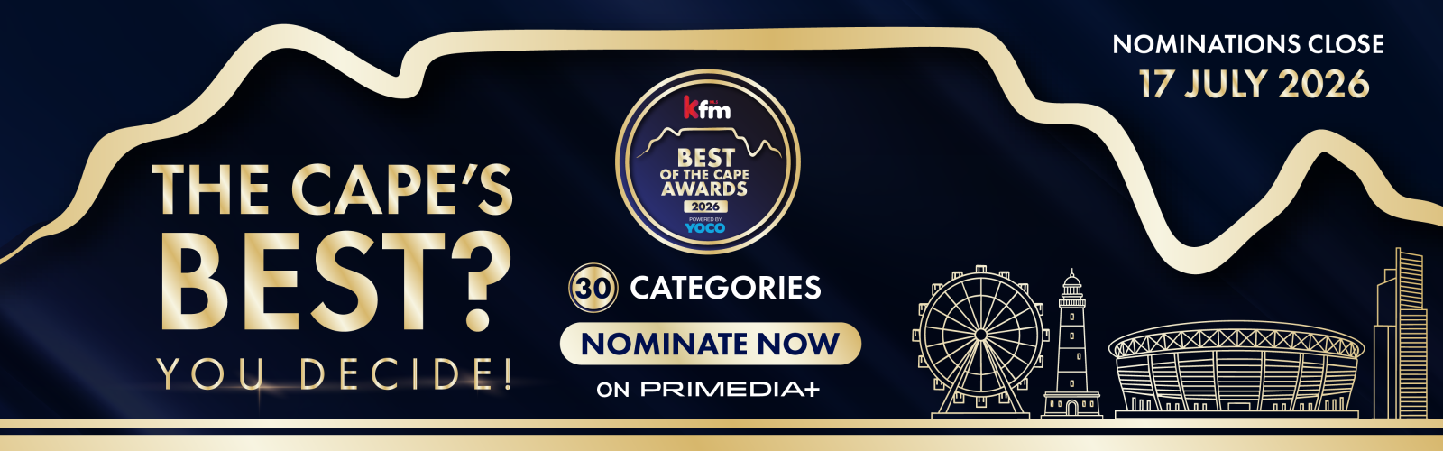 Kfm 94.5 Best of the Cape Awards celebrating Western Cape businesses and attractions.