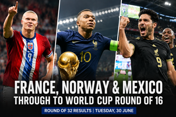 France, Norway and Mexico celebrate after advancing to the FIFA World Cup Round of 16.