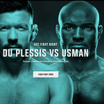 Dricus Du Plessis celebrates after defeating Kamaru Usman at UFC Oklahoma City and earning a Fight of the Night bonus.