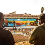 A Tropika-branded taxi and colourful mural inspired by the artistic style of Dr Esther Mahlangu.