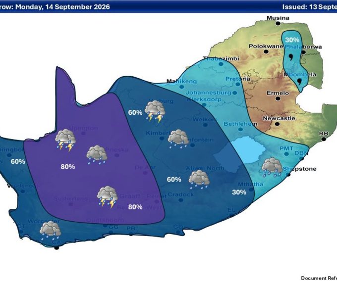Severe weather conditions as SAWS issues rain, thunderstorm and damaging wind warnings across South Africa