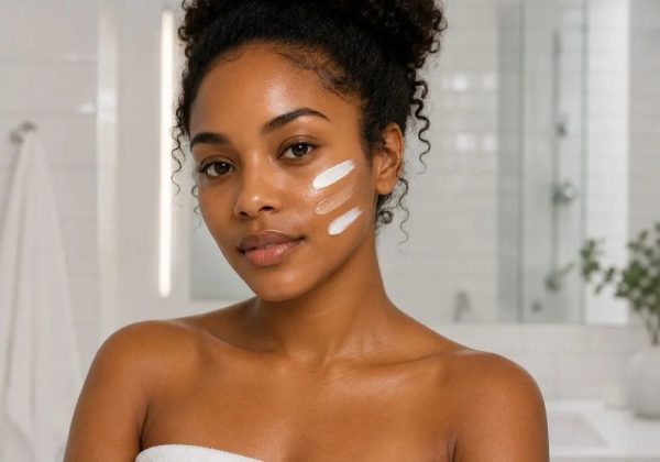 Skincare products arranged in the order they should be applied during a skincare routine