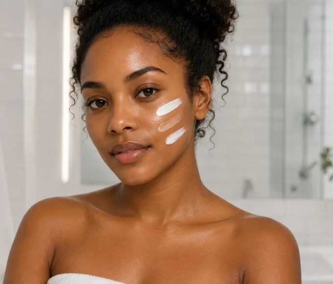 Skincare products arranged in the order they should be applied during a skincare routine