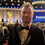 South African artist Rick Treweek celebrating the Emmy win for Uncanny Alley A New Day