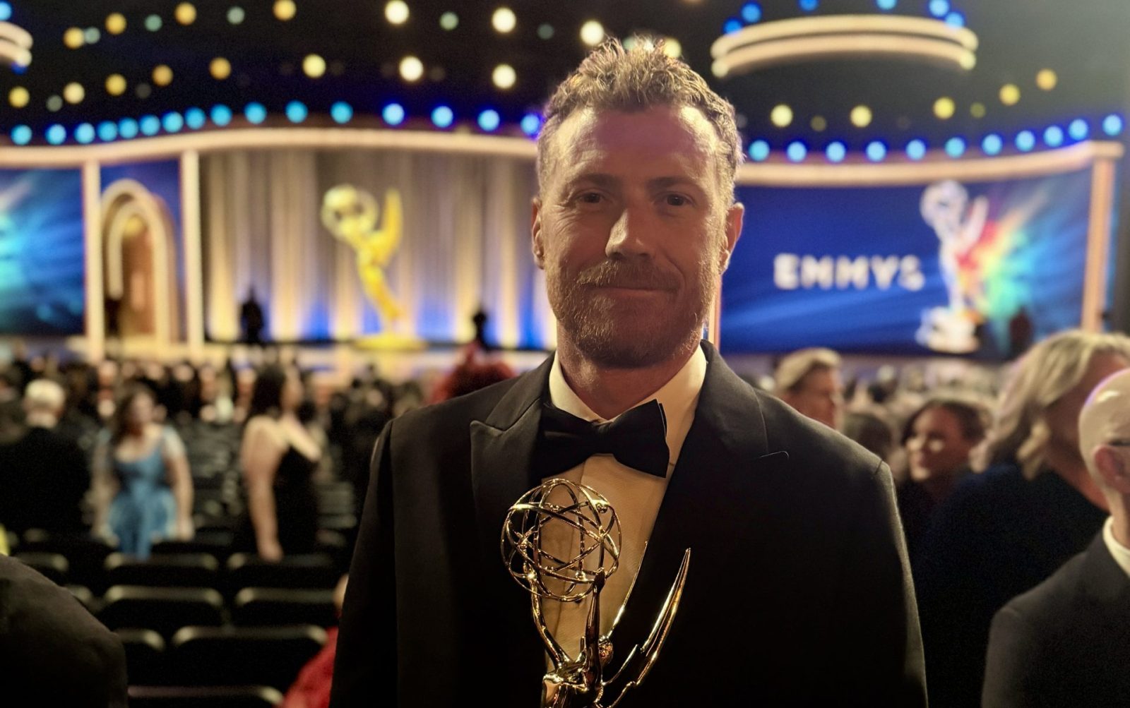 South African artist Rick Treweek celebrating the Emmy win for Uncanny Alley A New Day