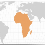 World map illustrating the debate over the Mercator projection and the relative size of Africa