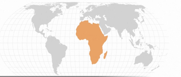 World map illustrating the debate over the Mercator projection and the relative size of Africa