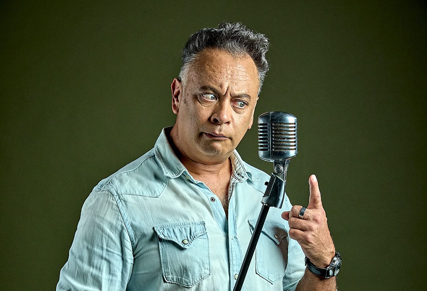 South African comedian Kurt Schoonraad performing his Funny Side Up one-man comedy show