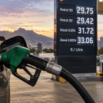 Fuel pump as South Africa faces a potential petrol price increase in October 2026