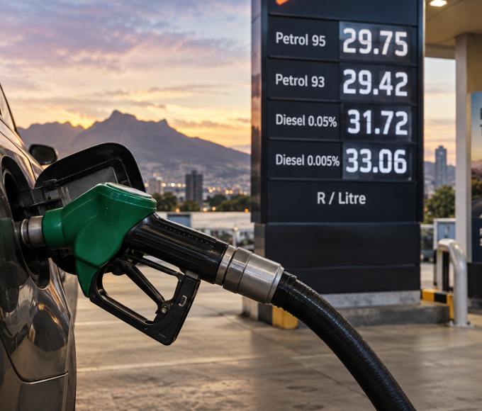 Fuel pump as South Africa faces a potential petrol price increase in October 2026