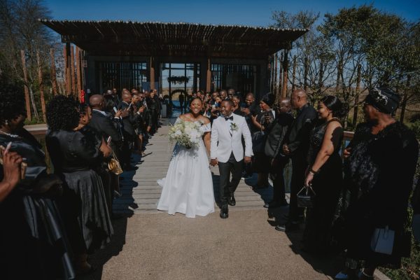 Couple celebrating their weekday wedding at a destination venue