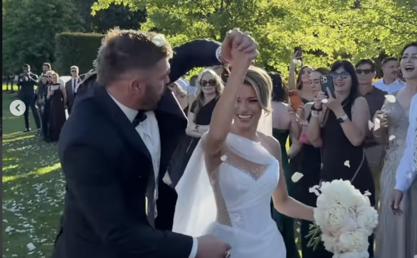 Dricus du Plessis and Vasti Spiller on their wedding day at La Paris Estate in the Cape Winelands