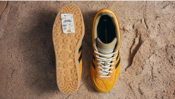 The adidas Originals x Bad Bunny Gazelle Indoor Solar Gold launched on 17 October 2026, retailing for R2 799 in South Africa.